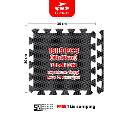 SPEEDS Evamat Mat 30x30cm 10mm EVA Puzzle Mat Soft Plush Mat for Kids Play Sleep Carpet 034-19