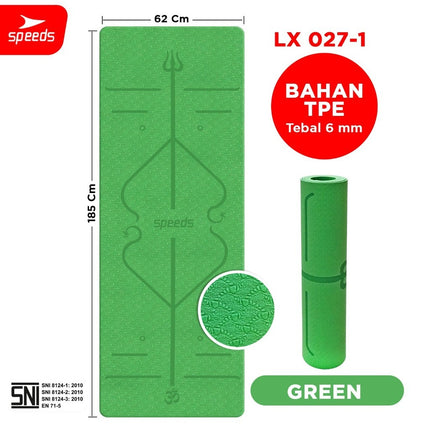 SPEEDS Matras Yoga TPE 6mm Alas Yoga Mat Alas Olahraga Karpet Spons Gym Berstandar SNI 027-1