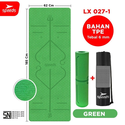 SPEEDS Matras Yoga TPE 6mm Alas Yoga Mat Alas Olahraga Karpet Spons Gym Berstandar SNI 027-1