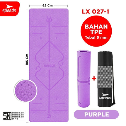 SPEEDS Matras Yoga TPE 6mm Alas Yoga Mat Alas Olahraga Karpet Spons Gym Berstandar SNI 027-1