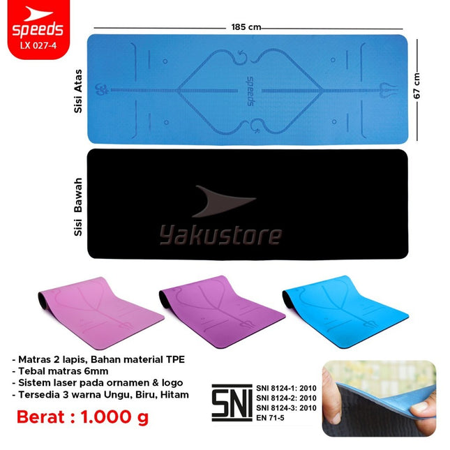 SPEEDS Yoga Mat TPE 6mm Matras Yoga Olahraga Meditasi Alas Yoga Karpet Berstandar SNI 027-4
