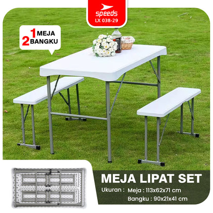 SPEEDS Meja Lipat Plastik SET 113x62x71cm 038-29