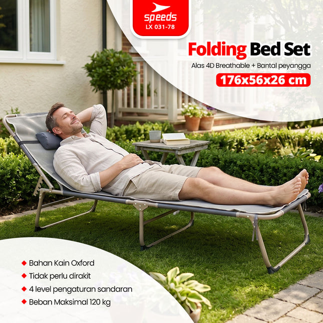 SPEEDS Folding Bed Kursi Malas Lipat 176x56x26cm 031-78