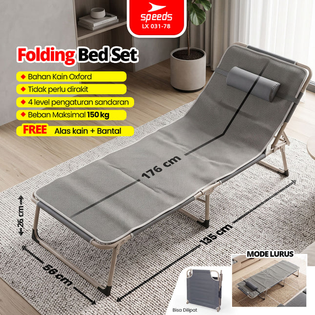SPEEDS Folding Bed Kursi Malas Lipat 176x56x26cm 031-78