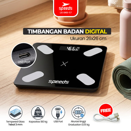 SPEEDS Timbangan Berat Badan Digital Max 180kg 040-17