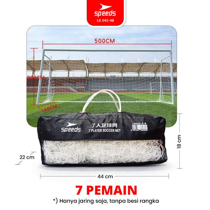 SPEEDS Jaring Gawang Sepak Bola 7x2m 1 Set 2 Gawang 045-9