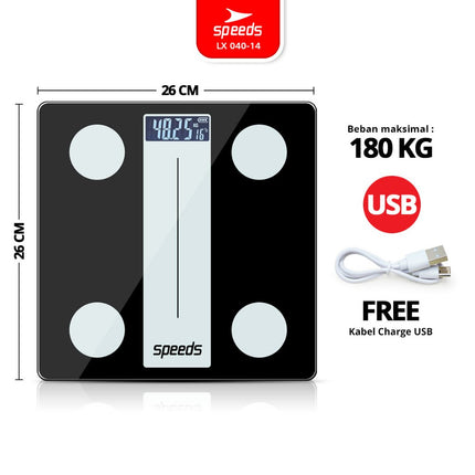 SPEEDS Timbangan Badan Max Berat 180Kg Ukuran 26cm 040-14