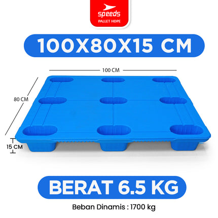 SPEEDS Thick HDPE Plastic Pallet 120x100x15cm Warehouse Pallet 9-Foot Strong Sturdy