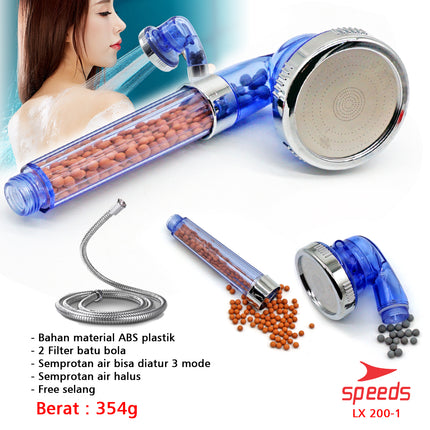 SPEEDS KEPALA Super shower ion spa health crystal BIRU - Head super filter shower 3 in 1 200-1