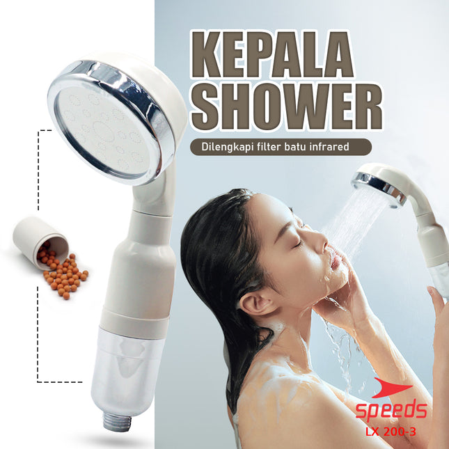 SPEEDS Kepala Shower Head Mandi Bak filter ganda lebih bersih soft halus lembut Shower Only 200-3