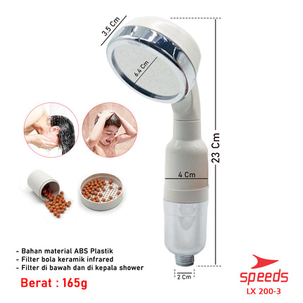 SPEEDS Kepala Shower Head Mandi Bak filter ganda lebih bersih soft halus lembut Shower Only 200-3
