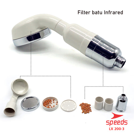SPEEDS Kepala Shower Head Mandi Bak filter ganda lebih bersih soft halus lembut Shower Only 200-3