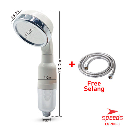SPEEDS Kepala Shower Head Mandi Bak filter ganda lebih bersih soft halus lembut Shower Only 200-3