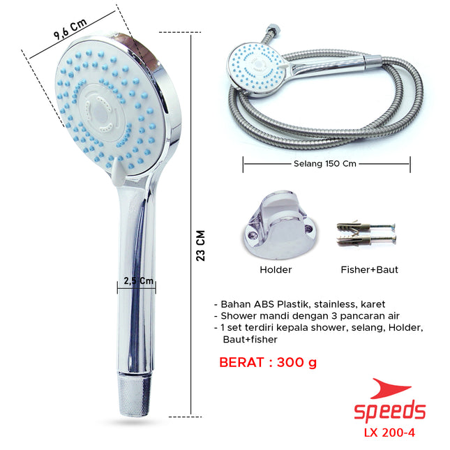 SPEEDS Shower Aerator Shower Tekanan Tinggi Filter Salon Kepala Pancuran Mandi 200-4