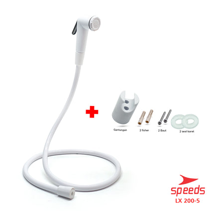 SPEEDS Kepala Shower Head Shower Set Mandi White Shower Putih Plus Selang Flexible 200-5