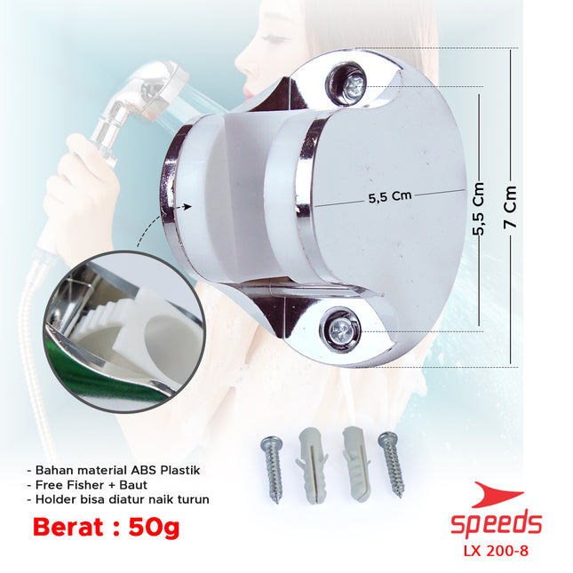 SPEEDS Gantungan Shower Dudukan Shower Holder Kepala Shower Penyangga Bor Kuat Ringan 200-8