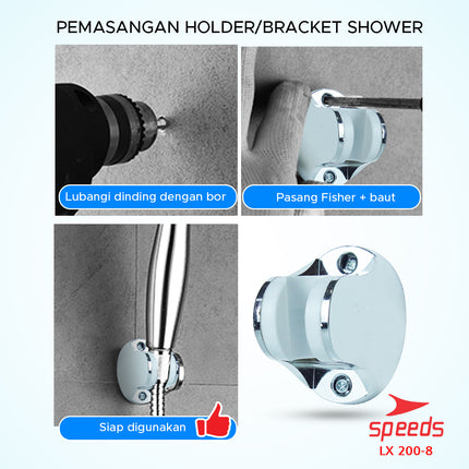 SPEEDS Gantungan Shower Dudukan Shower Holder Kepala Shower Penyangga Bor Kuat Ringan 200-8