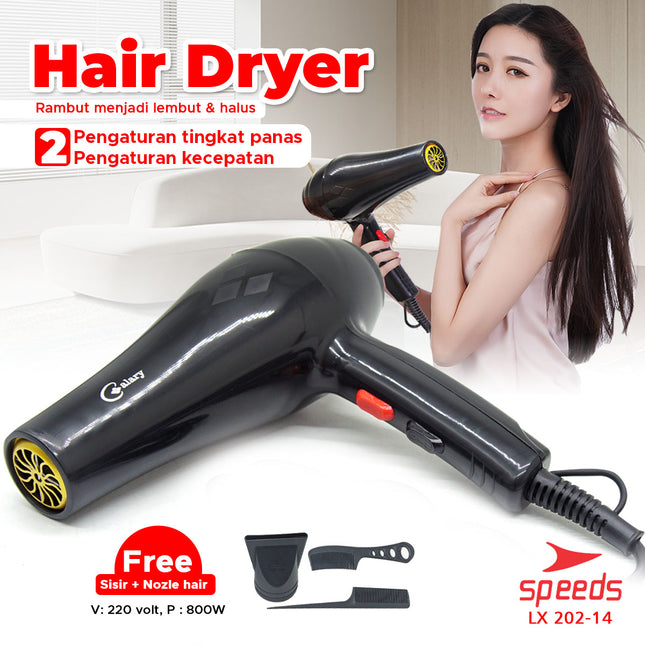 SPEEDS Hair Dryer Alat Pengering Rambut Mini Multifungsi Salon Haircare Pengatur Panas 202-14