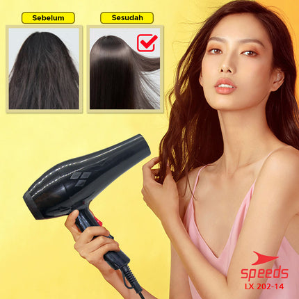 SPEEDS Hair Dryer Alat Pengering Rambut Mini Multifungsi Salon Haircare Pengatur Panas 202-14