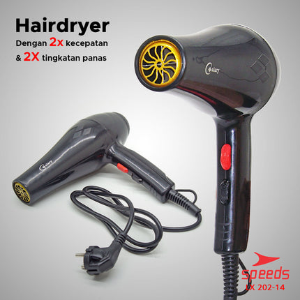 SPEEDS Hair Dryer Alat Pengering Rambut Mini Multifungsi Salon Haircare Pengatur Panas 202-14