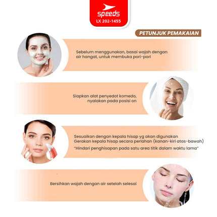 SPEEDS BlackHeads Remover Alat Penyedot Komedo Pembersih Jerawat Wajah Vacuum Cleaner Elektrik 202-1455