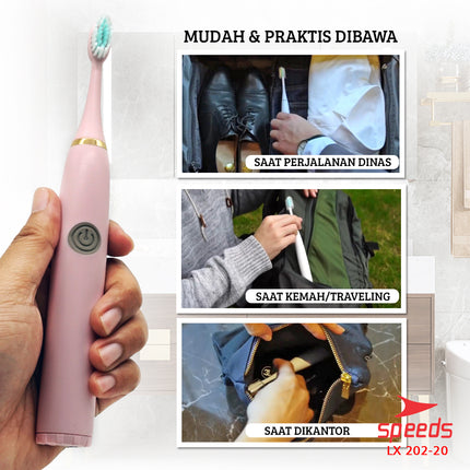 SPEEDS Sikat Gigi Elektrik Sikat Gigi Mini Electric Toothbrush Sikat Gigi Baterai Otomatis 202-20