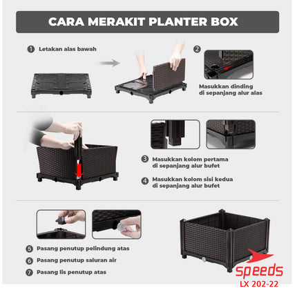 SPEEDS Pot Tanaman Pot Bunga Planter Box Plastik Benih Bibit Tanaman Rak Tanaman 202-22