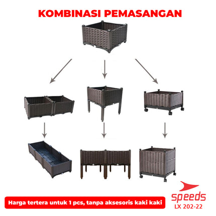 SPEEDS Pot Tanaman Pot Bunga Planter Box Plastik Benih Bibit Tanaman Rak Tanaman 202-22