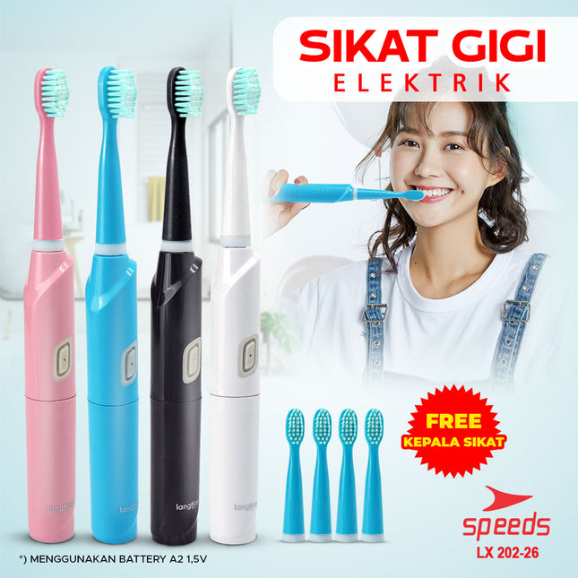 SPEEDS Sikat Gigi Elektrik Untuk Dewasa Sikat Gigi Mini Cleaner Portable Otomatis 3 Getaran 202-26