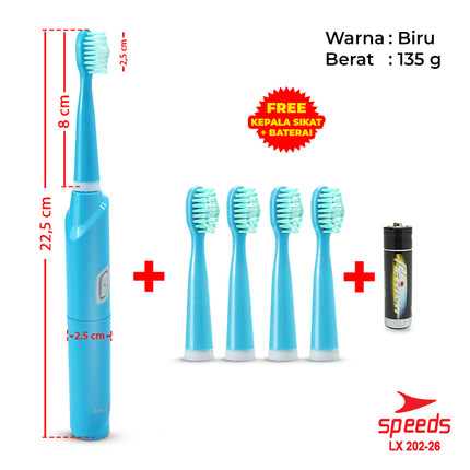 SPEEDS Sikat Gigi Elektrik Untuk Dewasa Sikat Gigi Mini Cleaner Portable Otomatis 3 Getaran 202-26