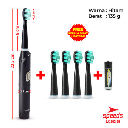 SPEEDS Sikat Gigi Elektrik Untuk Dewasa Sikat Gigi Mini Cleaner Portable Otomatis 3 Getaran 202-26