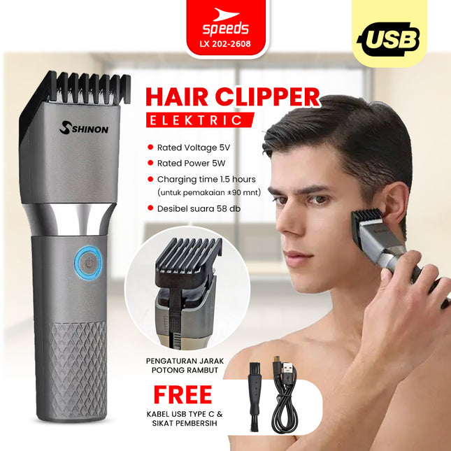 SPEEDS Alat Cukur Rambut Bayi Anak Elektrik USB Cordless Hair Clipper Rechargeable Professional Electric 202-2608