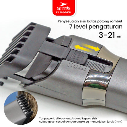 SPEEDS Alat Cukur Rambut Bayi Anak Elektrik USB Cordless Hair Clipper Rechargeable Professional Electric 202-2608