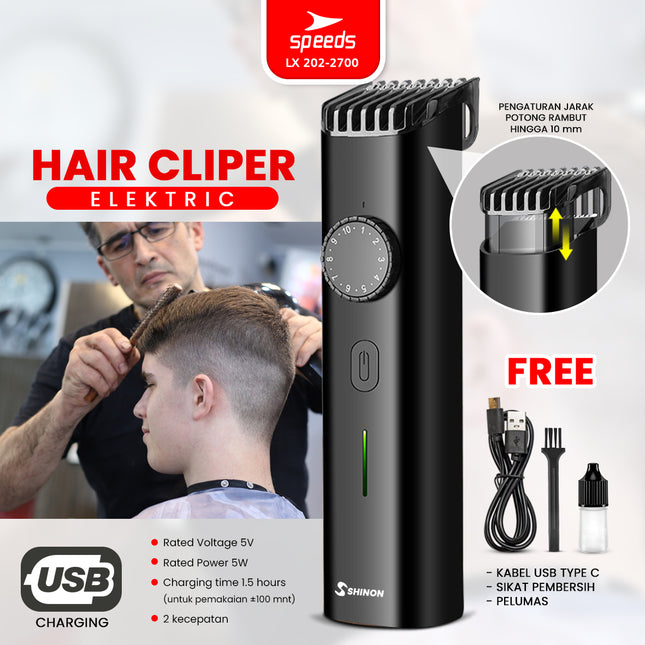 SPEEDS Alat Cukur Rambut Bayi Anak Hair Clipper USB Rechargeable Pencukur Rambut Cordless Professional Elektrik 202-2700