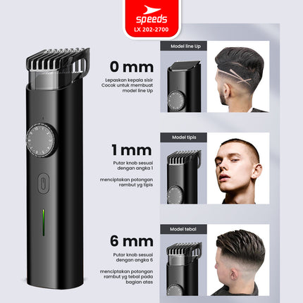SPEEDS Alat Cukur Rambut Bayi Anak Hair Clipper USB Rechargeable Pencukur Rambut Cordless Professional Elektrik 202-2700