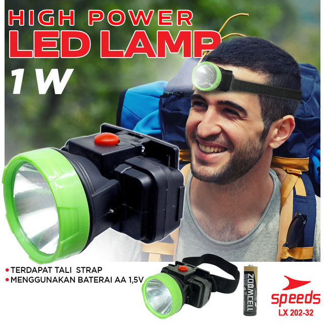 SPEEDS Head Lamp Lampu Senter Kepala Senter Camping Gunung Outdoor 202-32