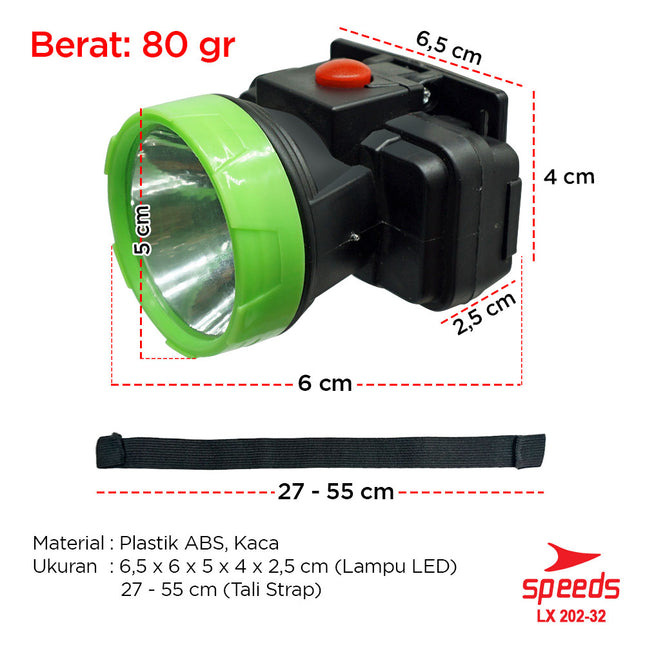 SPEEDS Head Lamp Lampu Senter Kepala Senter Camping Gunung Outdoor 202-32