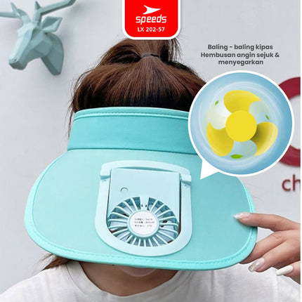 SPEEDS Topi Kipas Angin Outdoor USB Portable Mini Fan Hat Topi Anti Panas Topi Pantai Fashion Traveling 202-57