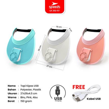 SPEEDS Topi Kipas Angin Outdoor USB Portable Mini Fan Hat Topi Anti Panas Topi Pantai Fashion Traveling 202-57