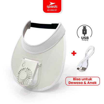 SPEEDS Topi Kipas Angin Outdoor USB Portable Mini Fan Hat Topi Anti Panas Topi Pantai Fashion Traveling 202-57