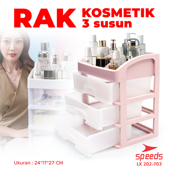 SPEEDS Kotak Penyimpanan Laci Makeup Rak Kosmetik Storage Box Organizer 3 Susun 202-703
