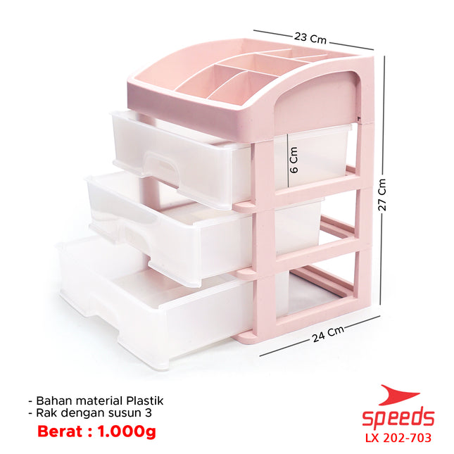 SPEEDS Kotak Penyimpanan Laci Makeup Rak Kosmetik Storage Box Organizer 3 Susun 202-703