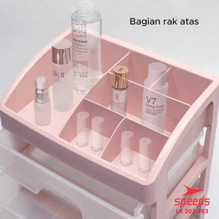 SPEEDS Kotak Penyimpanan Laci Makeup Rak Kosmetik Storage Box Organizer 3 Susun 202-703