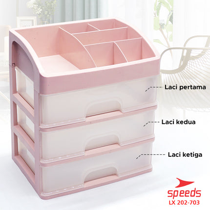 SPEEDS Kotak Penyimpanan Laci Makeup Rak Kosmetik Storage Box Organizer 3 Susun 202-703