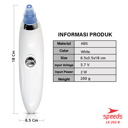 SPEEDS Alat Penyedot Komedo Blackhead Remover Pembersih Jerawat Wajah Elektrik Beauty Kecantikan 202-8
