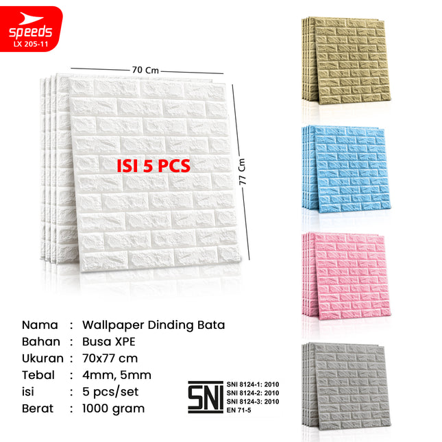 SPEEDS SNI Wallpaper Dinding 3d  Foam Batik Putih Wallpaper Dinding Sticker Dinding Berstandar 205-11