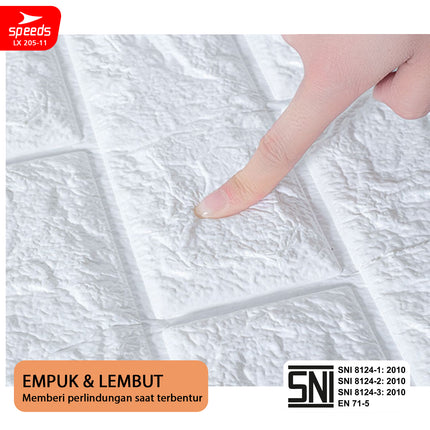 SPEEDS SNI Wallpaper Dinding 3d  Foam Batik Putih Wallpaper Dinding Sticker Dinding Berstandar 205-11