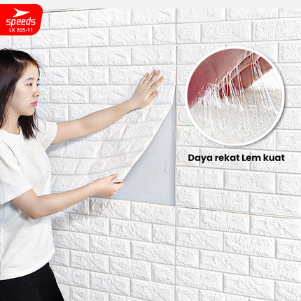 SPEEDS SNI Wallpaper Dinding 3d  Foam Batik Putih Wallpaper Dinding Sticker Dinding Berstandar 205-11