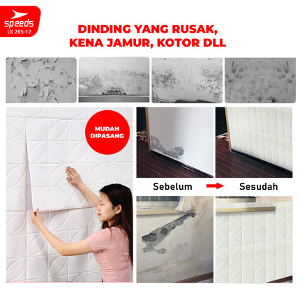 SPEEDS SNI Wallpaper Dinding 3D Foam Stiker Peredam Udara Dan Suara Dan Plafon Berstandar 205-12