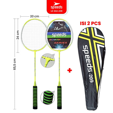 SPEEDS Raket Badminton Bulu Tangkis 1 Set isi 2pcs Racket Olahraga Pertandingan 032-301